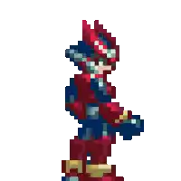 a pixel art of a robot with a gun in his hand