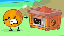 a cartoon character is standing next to a box that says 1/10