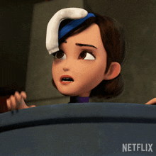 a cartoon character with a sock on her head and a netflix logo