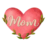 a heart with the word mom written on it