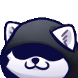 a black and white cartoon cat wearing a black hood and sunglasses .
