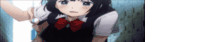 a girl in a school uniform with a red bow