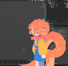 a cartoon girl with orange hair is standing in front of a computer monitor