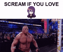 a picture of a wrestling match with the words scream if you love