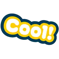 a blue and white logo that says cool in white letters