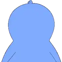 a blue and white penguin says hey in a speech bubble