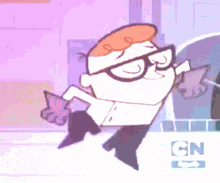 dexter from dexter 's laboratory is dancing in front of a cn logo