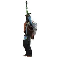 a cartoon character with a rocket launcher on his back is dancing