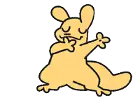 a cartoon drawing of a kangaroo with a flower in its paws