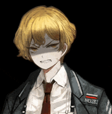 a man in a suit and tie has a patch on his chest that says nutri