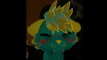 a drawing of a blue and yellow animal with the number 8 on its head