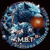 a logo for m.b.t. mysterious billiards
