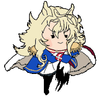 a drawing of a girl with long blonde hair and a blue jacket