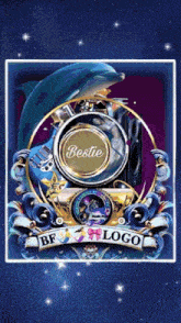 a bestie logo with a dolphin and speakers