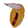 a close up of a banana with a hole in it .