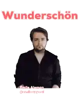 a sticker of a man with the word wunderschon written above him