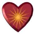 a red heart with a yellow star in the middle