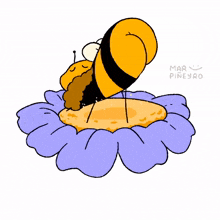 a cartoon of a bee on a flower with the name mar pineyro written below it