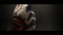 a close up of ahsoka tano 's face with a surprised look on her face