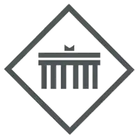 a black and white icon of a building with a crown on it