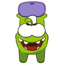wearing a vr goggles om nom om nom and cut the rope putting on goggles wearing an eyewear