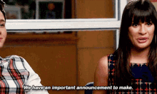 Glee Rachel Berry GIF - Glee Rachel Berry We Have An Important Announcement To Make GIFs