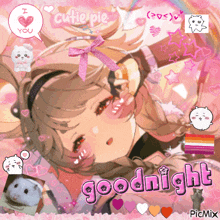 a picture of a girl that says goodnight