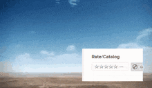 a picture of a desert landscape with the words rate / catalog below it