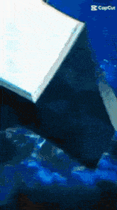 a blue background with a watermark that says capcut