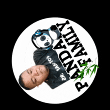 a panda family logo with a man wearing headphones and a panda wearing headphones