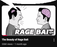 a cartoon of two men with brains on their heads is titled rage bait .