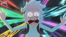 a cartoon of rick from rick and morty with the letters as on the bottom