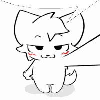 a black and white drawing of a cat with a smirk