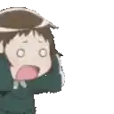 a cartoon girl is covering her ears with her hand while standing on a white background .