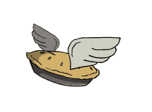 wings floating flying pie dessert