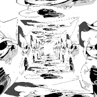 a black and white drawing of a person holding a box