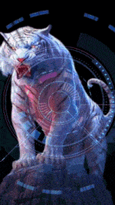 a white tiger is surrounded by a circle of numbers