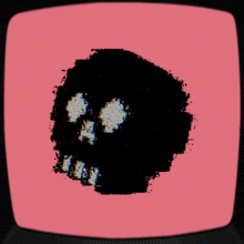 a pink screen with a skull on it