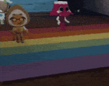 a cartoon character with glasses and a hat is standing on a rug .