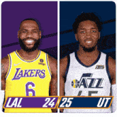 two basketball players one from lakers and one from jazz