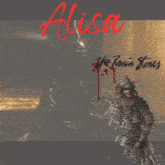 a close up of a woman 's face with the name alisa in red