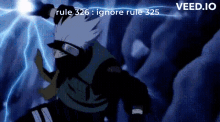 a cartoon character with a lightning bolt behind him and the words rule 326 ignore rule 325 on the bottom