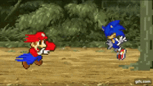 Mario Sonic Fight Mario Pyrokenesis Fight GIF - Mario Sonic Fight Mario Pyrokenesis Fight Mario Elbow Charge Punch Fight GIFs