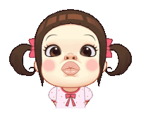a close up of a cartoon character 's face with big lips