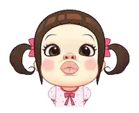 a close up of a cartoon character 's face with big lips