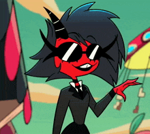 a cartoon character is wearing sunglasses and a suit