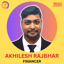 a man in a suit and tie with the name akhilesh rajbhar on the bottom