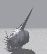 a 3d model of a monster with horns and a sharp tail