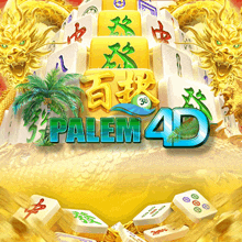 a pyramid of mahjong tiles with the words palem 4d on it