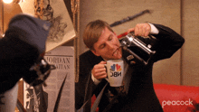 Licking Coffee Enneth Parcell GIF - Licking Coffee Enneth Parcell Jack Mcbrayer GIFs
